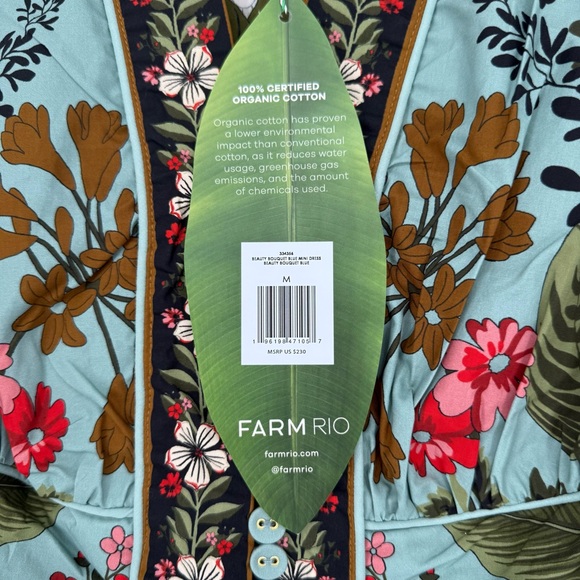 Farm Rio Blue Beauty Bouquet Mini Dress Medium NWT - Picture 5 of 13